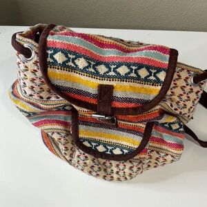 Medium sized BOHO backpack Colorful Pattern with interior/exterior pockets